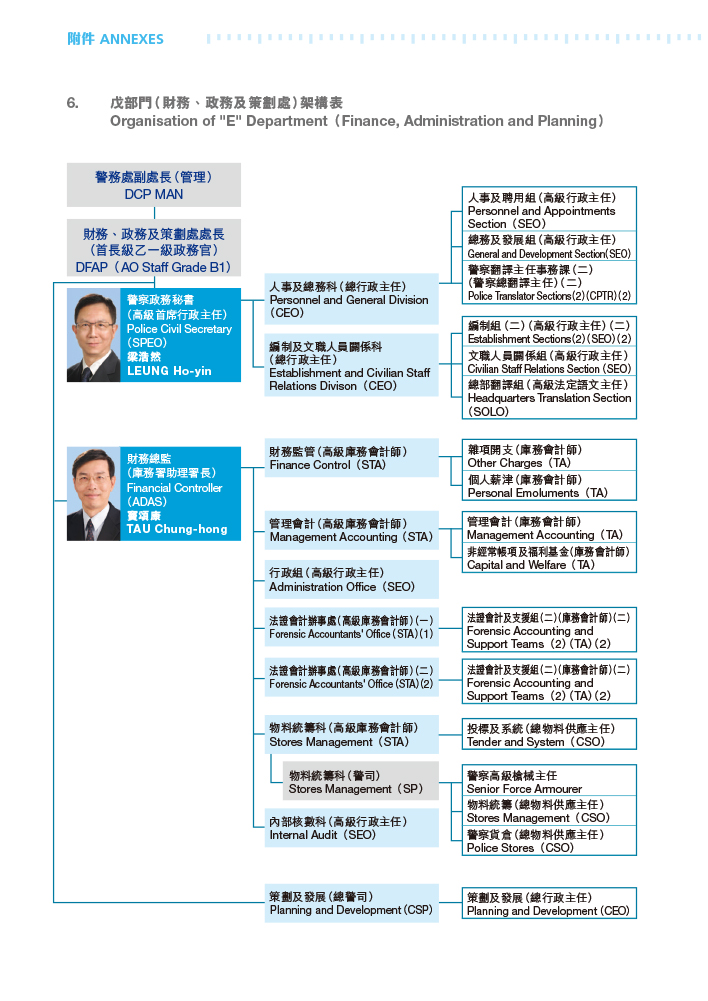 戊部門（財務、政務及策劃處）架構表