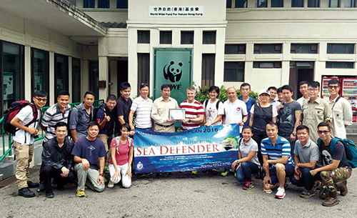 Staff on a “Sea Defender” eco-visit.