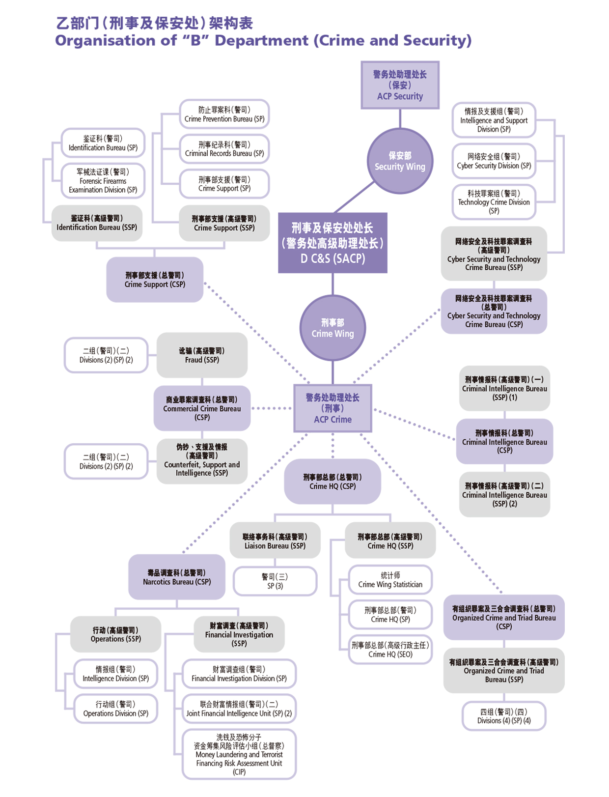 乙部门（刑事及保安处）架构表 